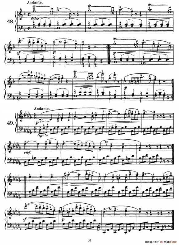 One Hundred and Ten Easy and Progressive Exercises Op.453（车尔尼110首简易练习曲 41——51）