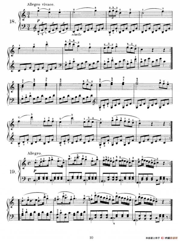 One Hundred and Ten Easy and Progressive Exercises Op.453（车尔尼110首简易练习曲 11——20）