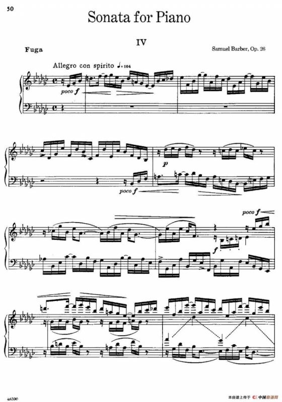 塞缪尔·巴伯 - 降e小调钢琴奏鸣曲 op.26 v.4