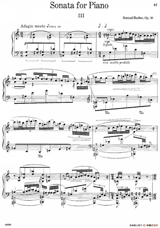 塞缪尔·巴伯 - 降e小调钢琴奏鸣曲 op.26 v.3