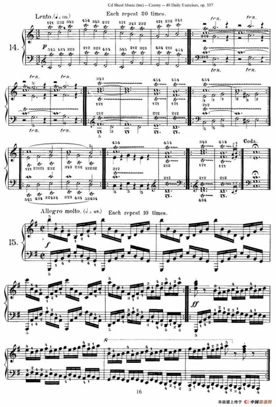 Czerny - 40 Daily Exerci Op.337（11—15）（40首日常训练曲）