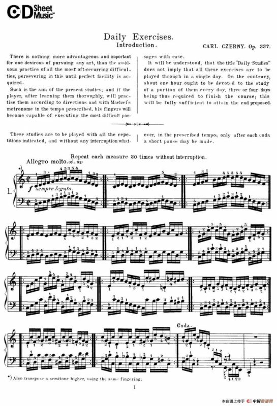 Czerny - 40 Daily Exerci Op.337（1—5）（40首日常训练曲）