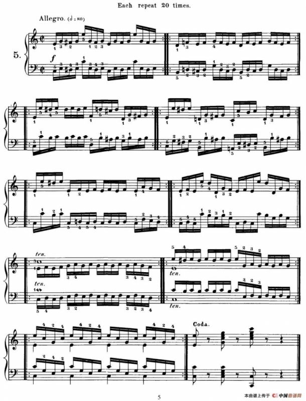 Czerny - 40 Daily Exerci Op.337（1—5）（40首日常训练曲）