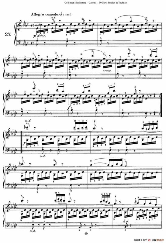 Czerny - 30 New Studies - 27（车尔尼Op849 - 30首练习曲）