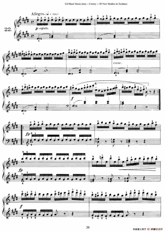 Czerny - 30 New Studies - 22（车尔尼Op849 - 30首练习曲）
