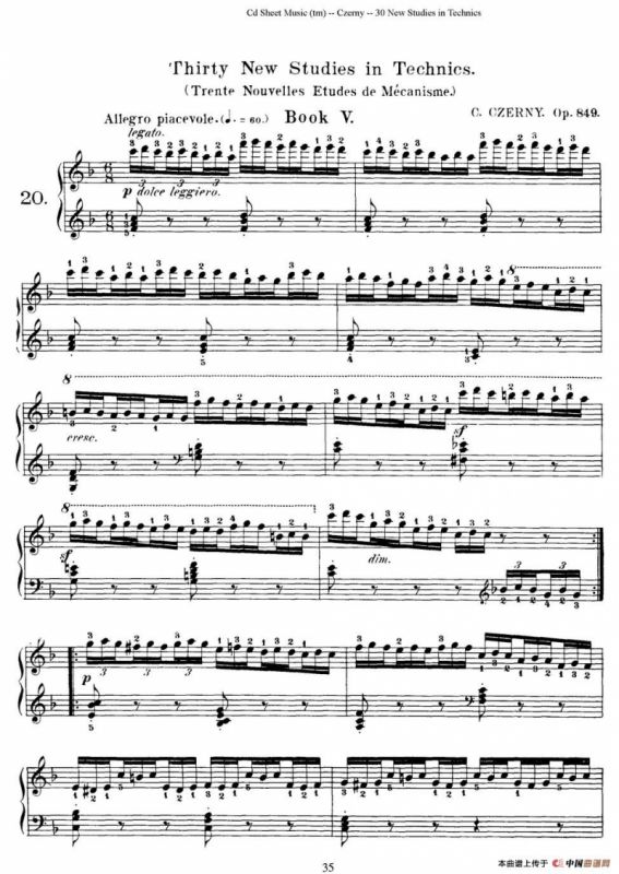 Czerny - 30 New Studies - 20（车尔尼Op849 - 30首练习曲）