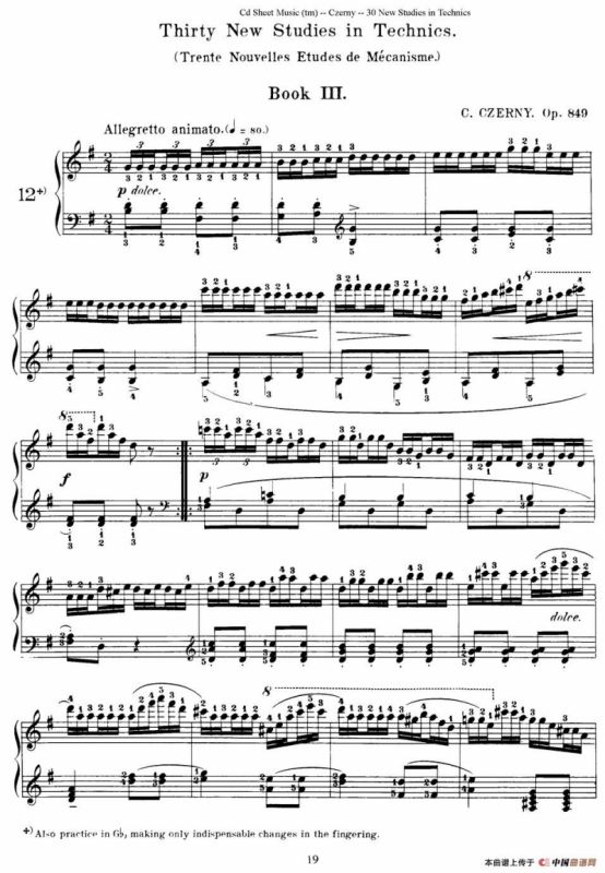 Czerny - 30 New Studies - 12（车尔尼Op849 - 30首练习曲）