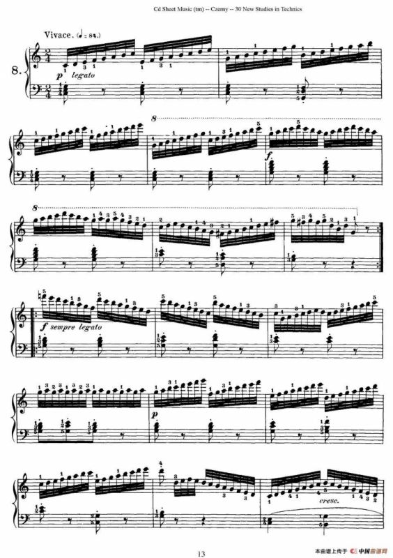Czerny - 30 New Studies - 8（车尔尼Op849 - 30首练习曲）