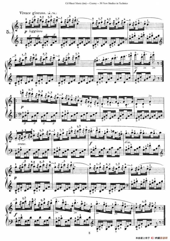 Czerny - 30 New Studies - 5（车尔尼Op849 - 30首练习曲）