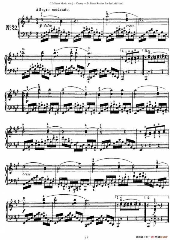Czerny - 24 Piano Studie（17—24）（车尔尼 - 24首钢琴练习曲）