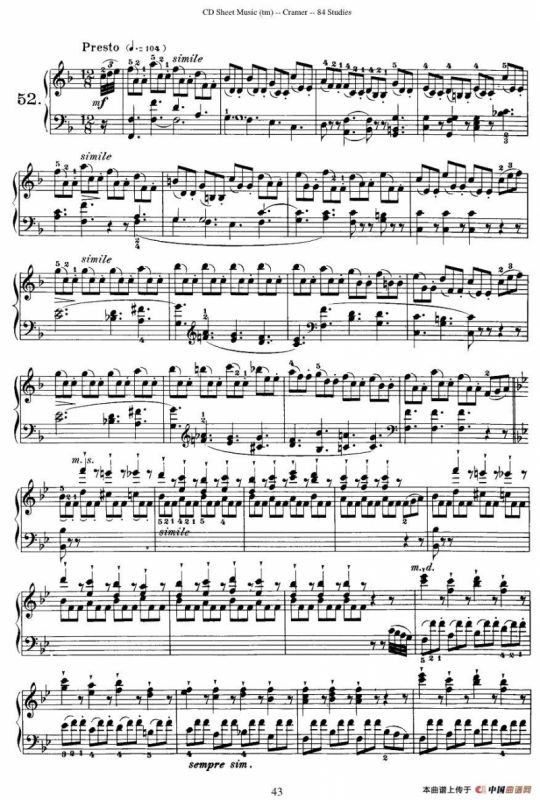 Cramer - 84 exercices（51—55）（克拉莫84首钢琴练习曲）