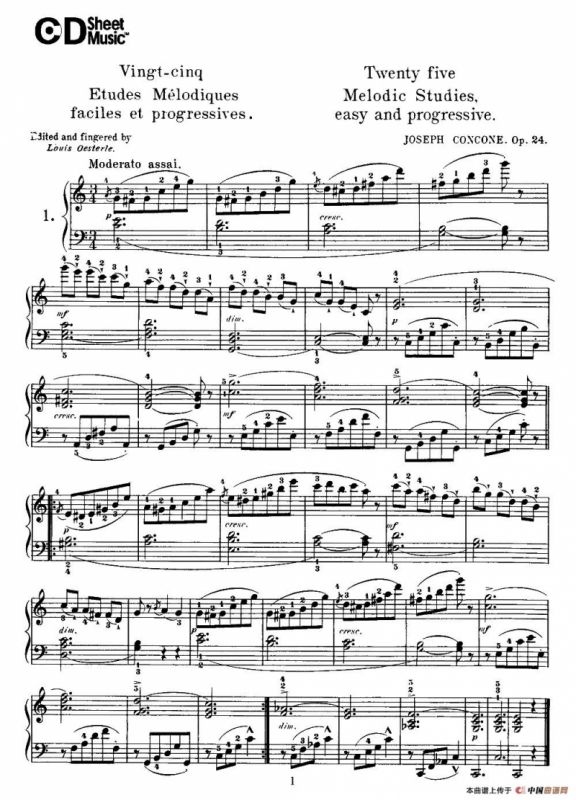 Concone - 25 Melodic Studies easy and progressive（1—5）