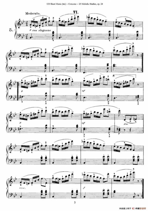 Concone - 25 Melodic Studies easy and progressive（1—5）