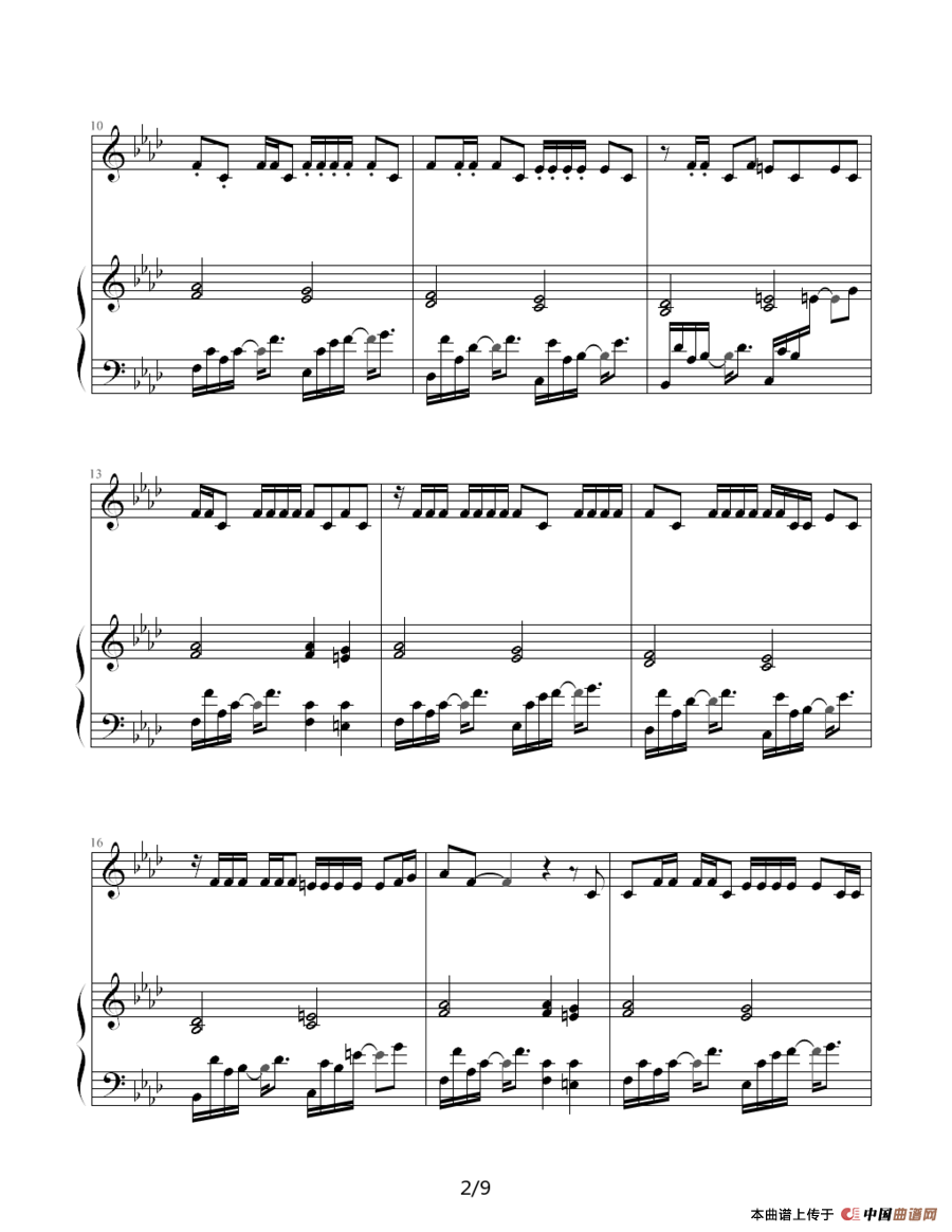 夜曲（周杰伦作曲、巴特尔编配版、钢琴伴奏谱）