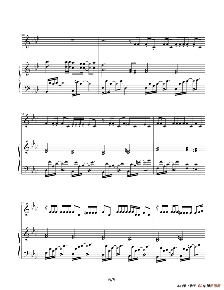 夜曲（周杰伦作曲、巴特尔编配版、钢琴伴奏谱）