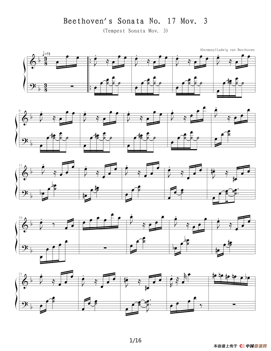 暴风雨（Beethovens Sonata NO.17 Mov.3 ）