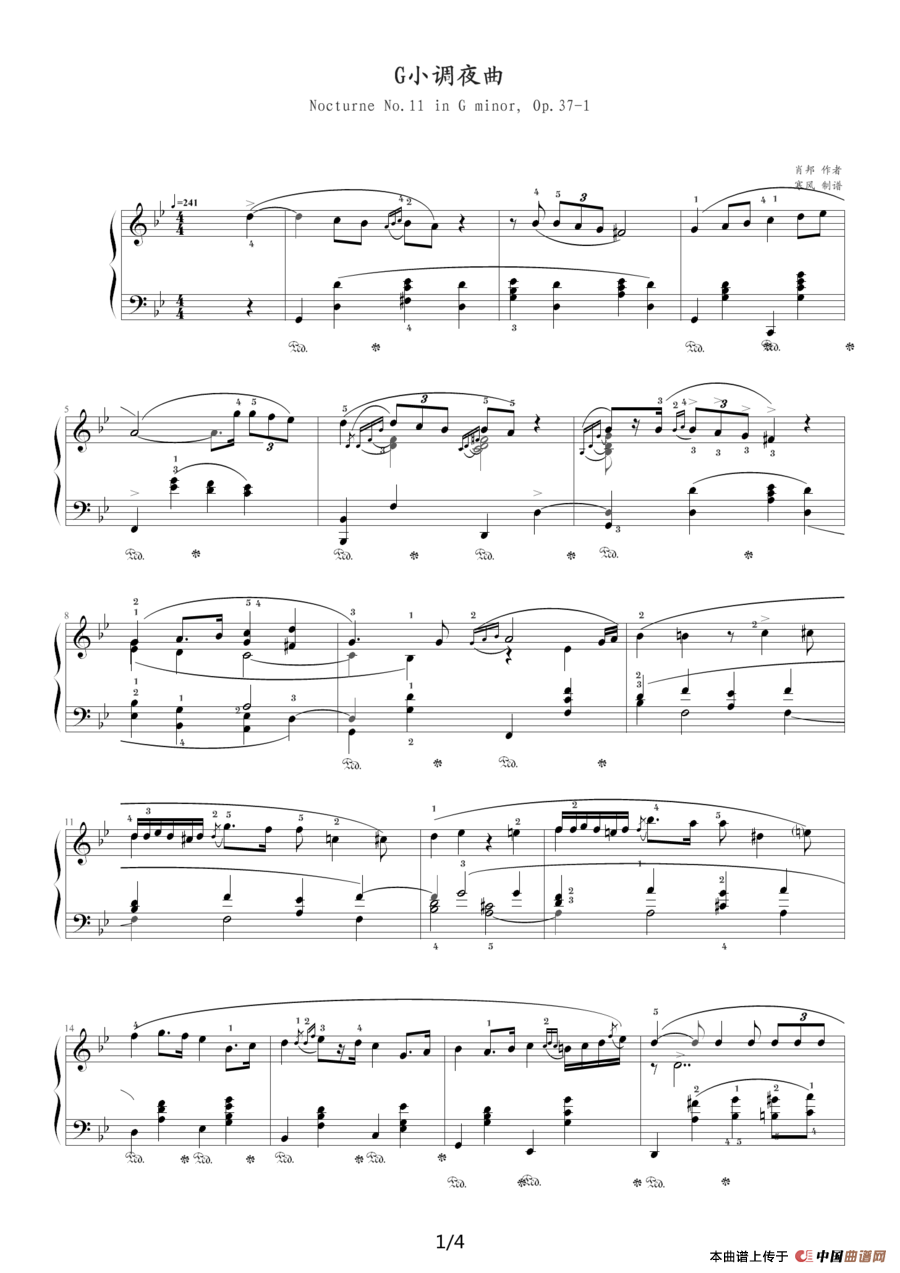 G小调夜曲，Op.37,No.1（肖邦第11号夜曲）