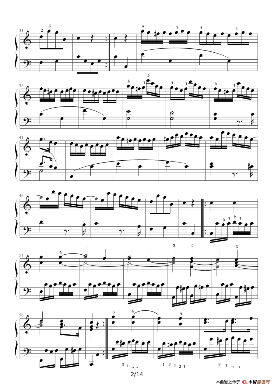 小星星变奏曲 K.265 带指法（Mozart.莫扎特）