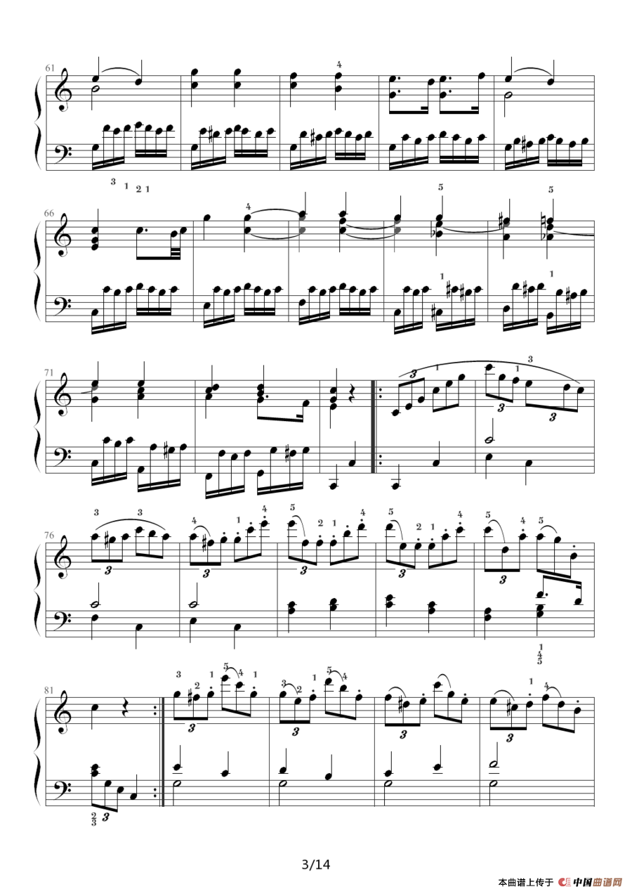 小星星变奏曲 K.265 带指法（Mozart.莫扎特）