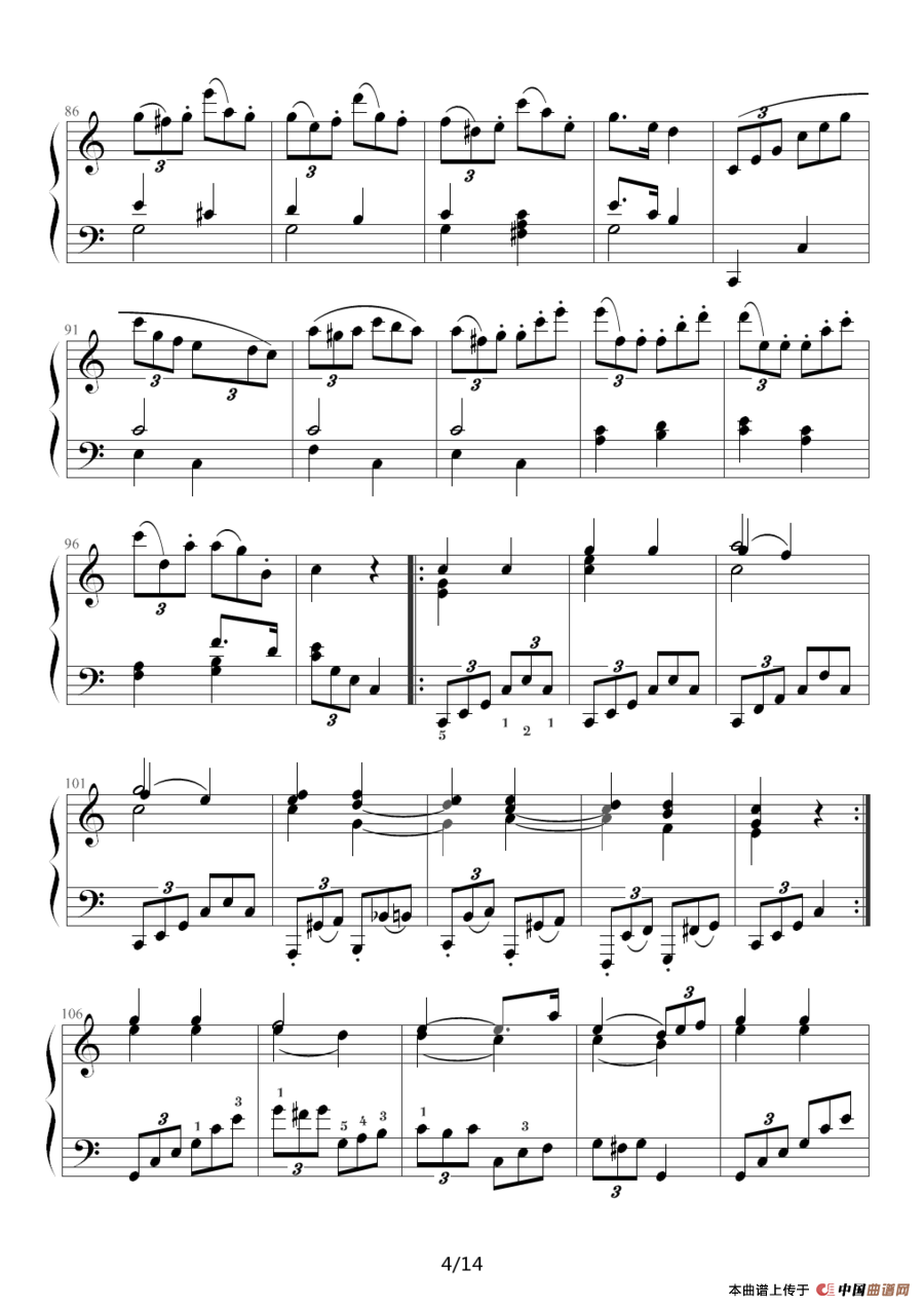 小星星变奏曲 K.265 带指法（Mozart.莫扎特）