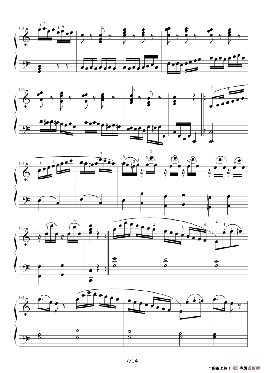 小星星变奏曲 K.265 带指法（Mozart.莫扎特）