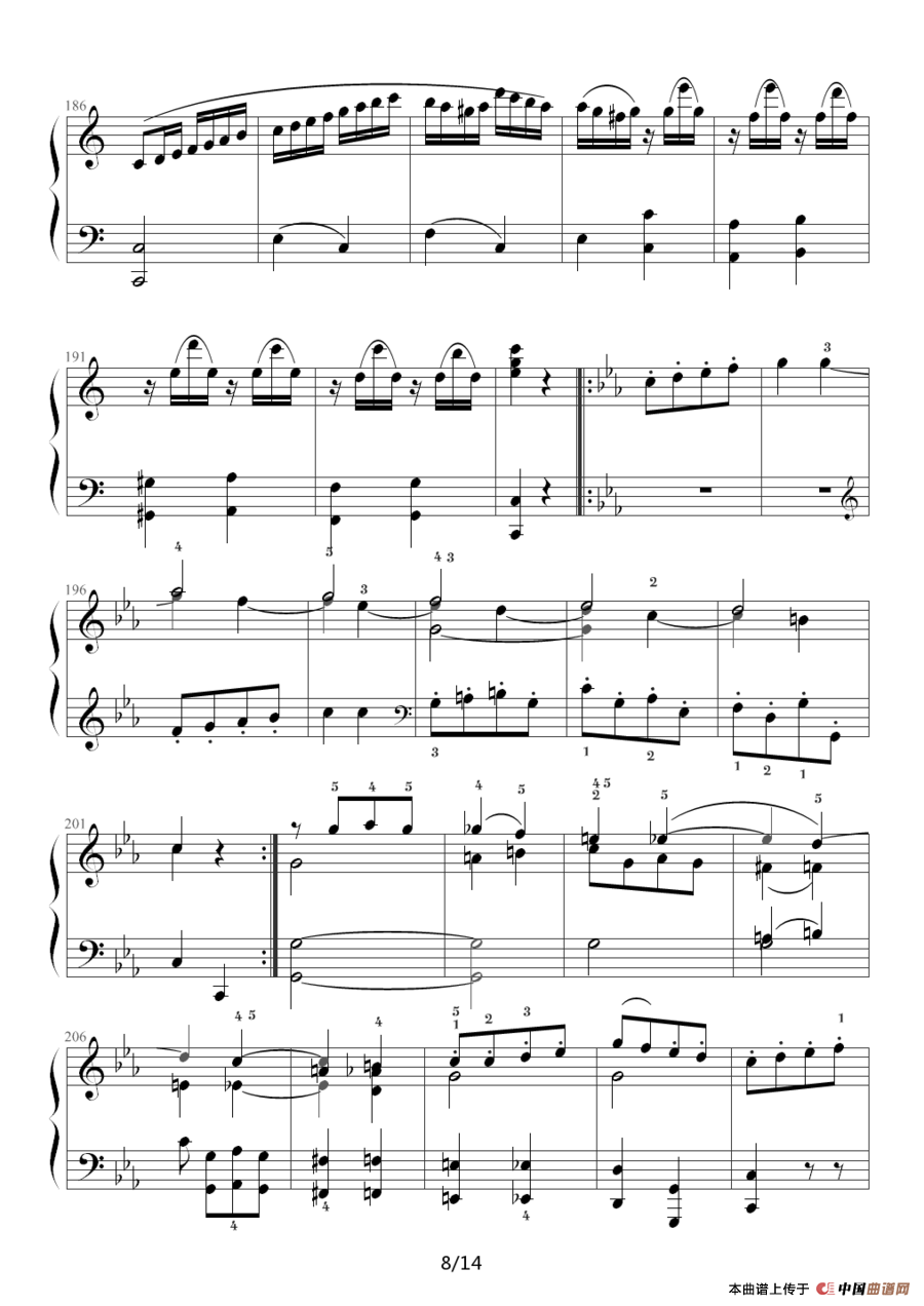 小星星变奏曲 K.265 带指法（Mozart.莫扎特）