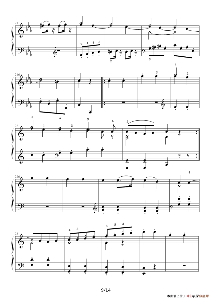 小星星变奏曲 K.265 带指法（Mozart.莫扎特）