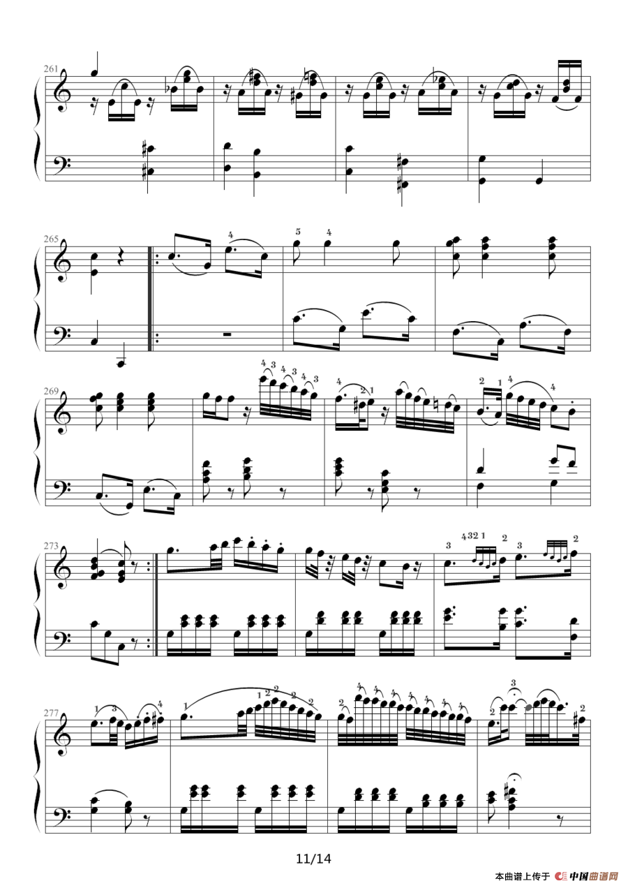 小星星变奏曲 K.265 带指法（Mozart.莫扎特）