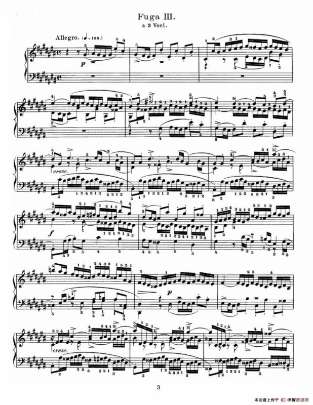 巴赫《平均律钢琴曲集》（Prelude & Fugue-3）