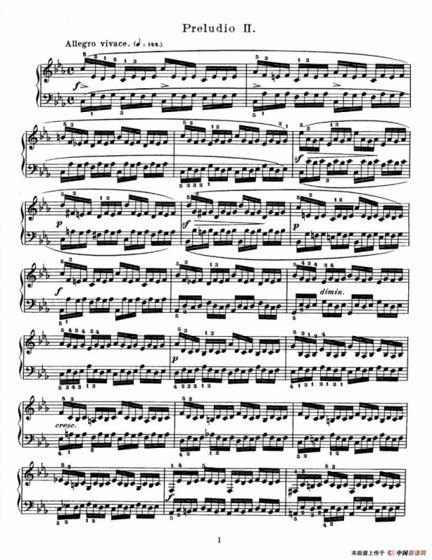 巴赫《平均律钢琴曲集》The Well Tempered Clavier（Prelude & Fugue_01）