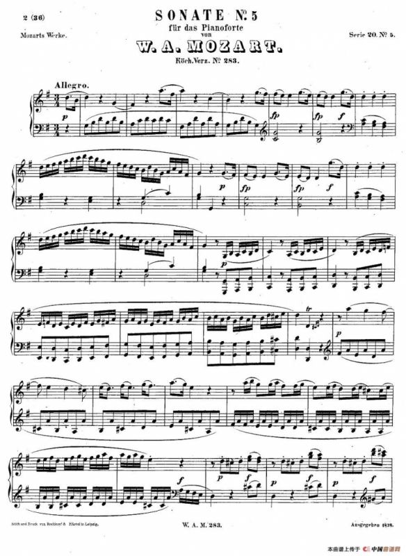 G大调第五钢琴奏鸣曲 KV.283