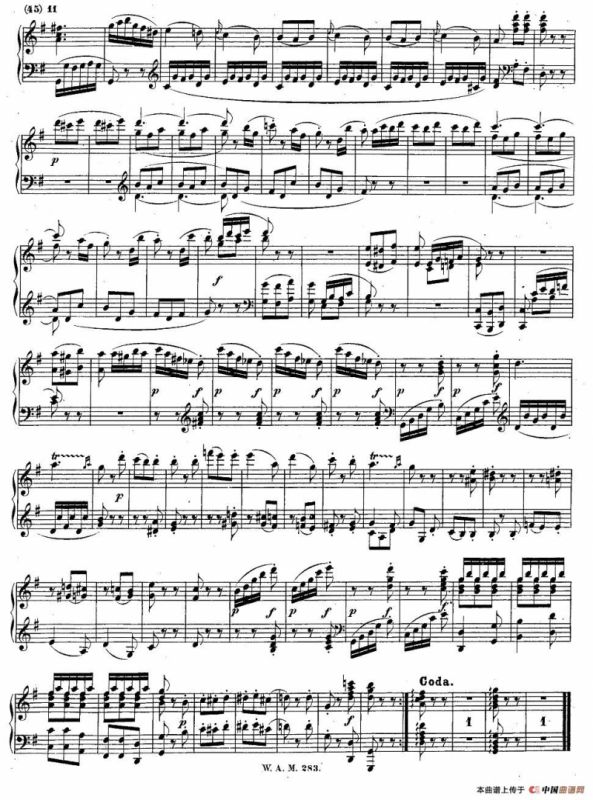 G大调第五钢琴奏鸣曲 KV.283