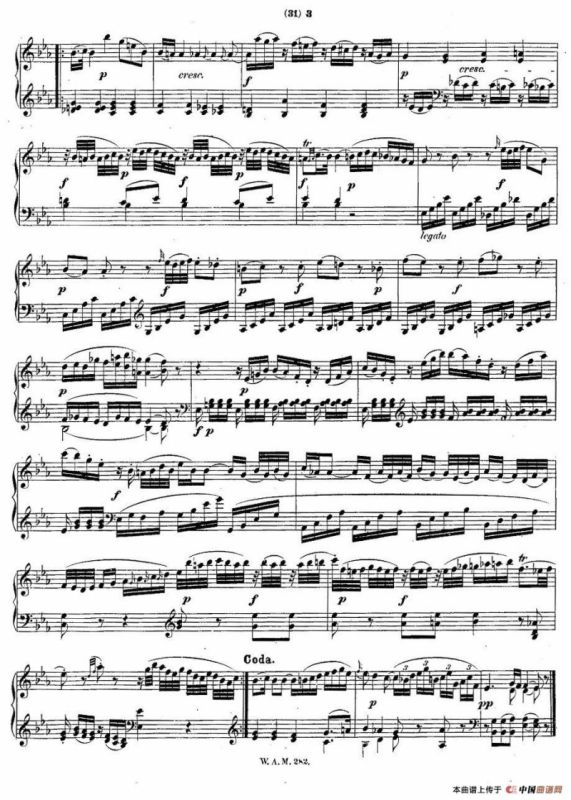 降E大调第四钢琴奏鸣曲 KV.282