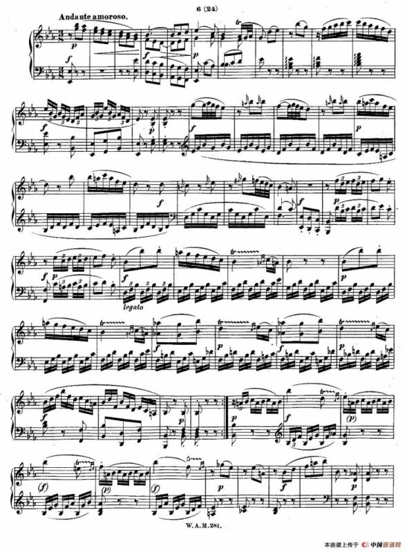 降B大调第三钢琴奏鸣曲 KV.281