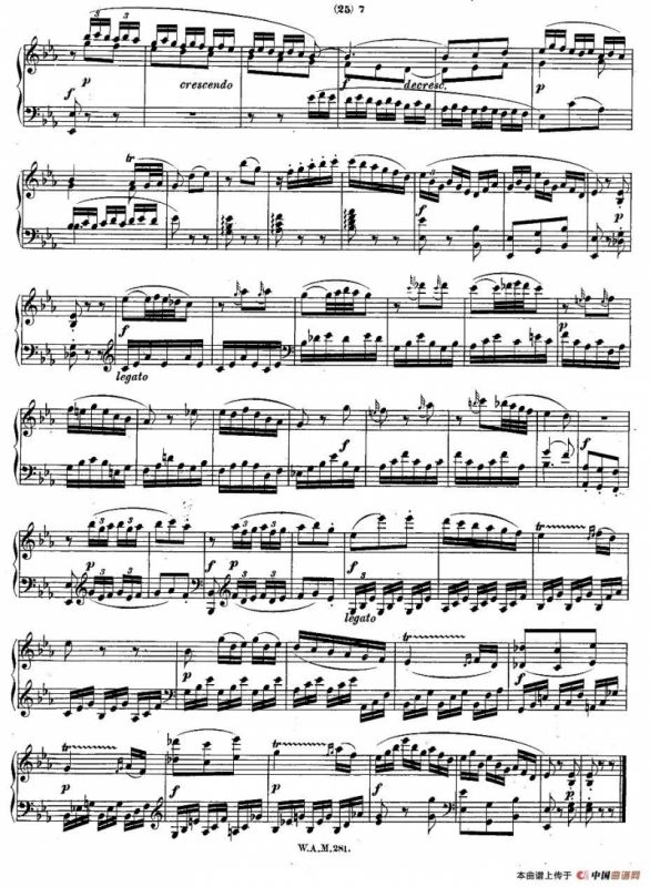 降B大调第三钢琴奏鸣曲 KV.281