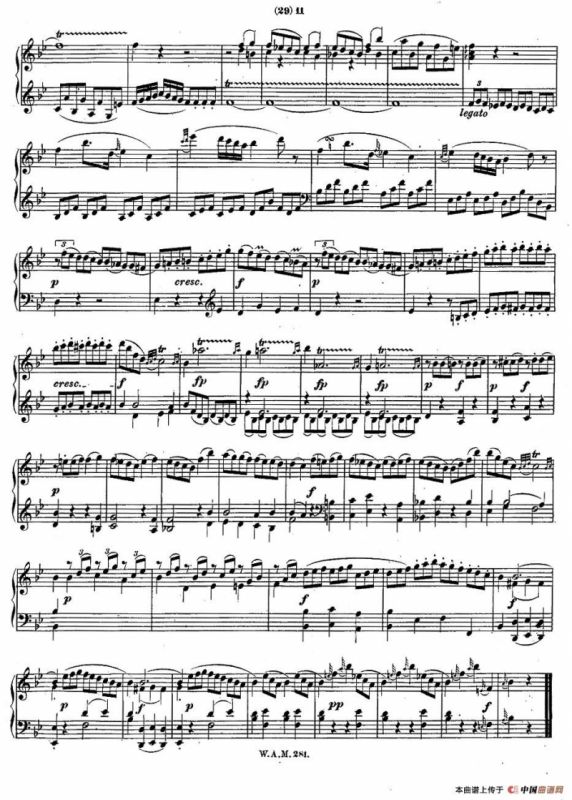降B大调第三钢琴奏鸣曲 KV.281