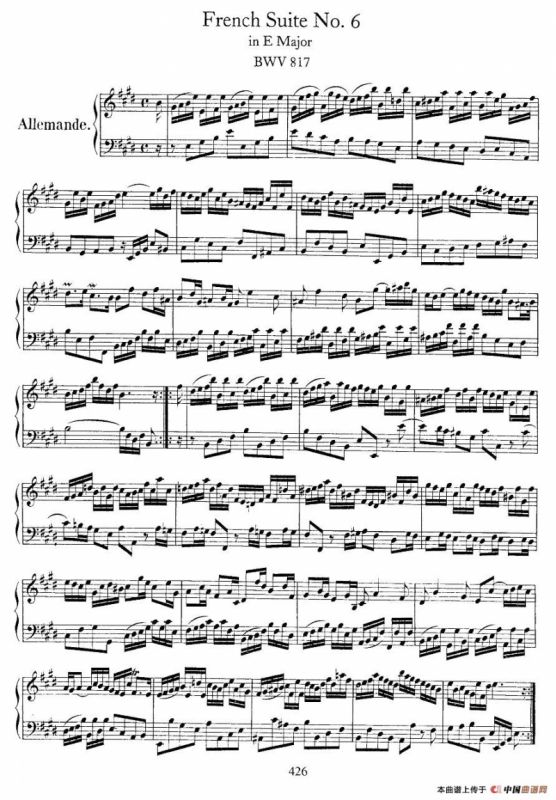 法国组曲之六：E大调