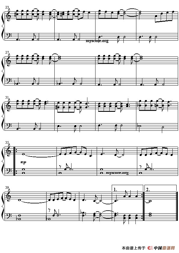 给男孩的歌（流行钢琴小曲）