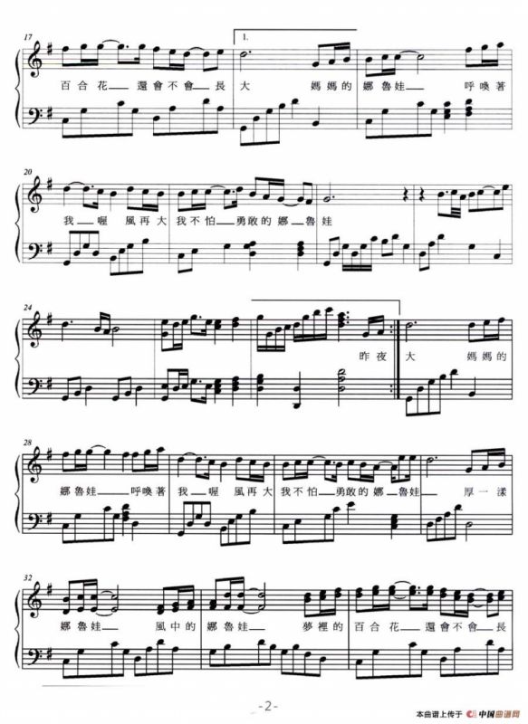 妈妈的娜鲁娃（弹唱谱）