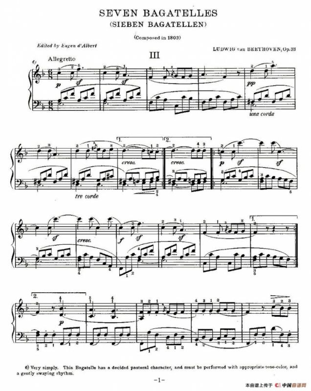 贝多芬钢琴小品（Bagatelles）（Op.33 之3）