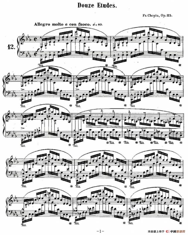 肖邦钢琴练习曲，Op.25之十二