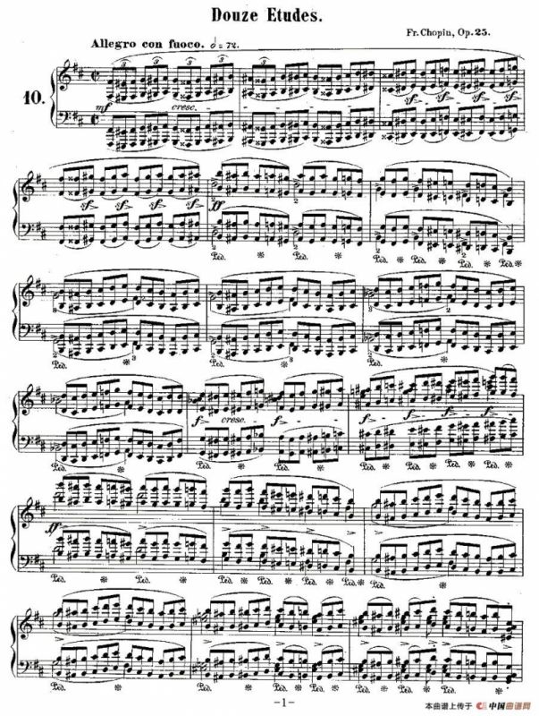 肖邦钢琴练习曲，Op.25之十