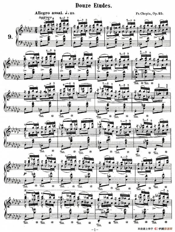 肖邦钢琴练习曲，Op.25之九
