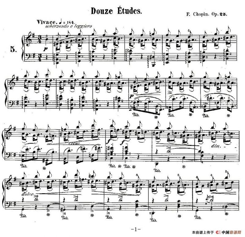 肖邦钢琴练习曲，Op.25之五