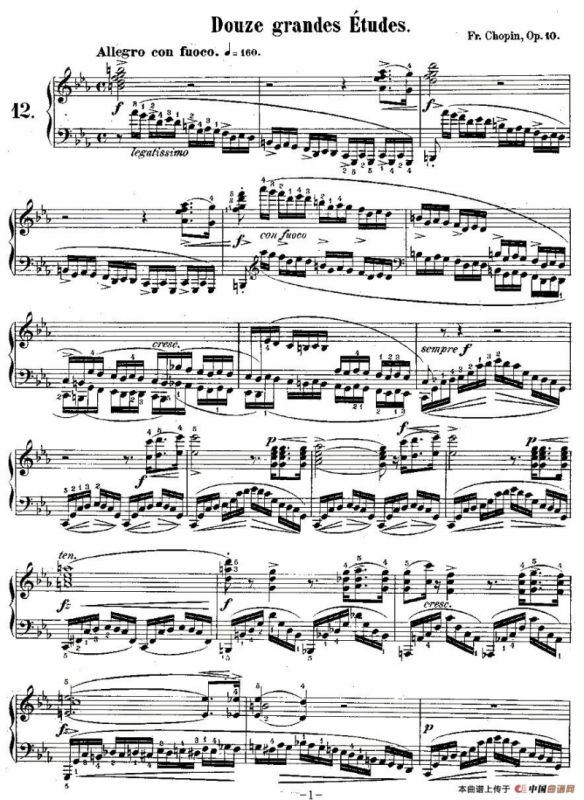 肖邦钢琴练习曲，Op.10之十二
