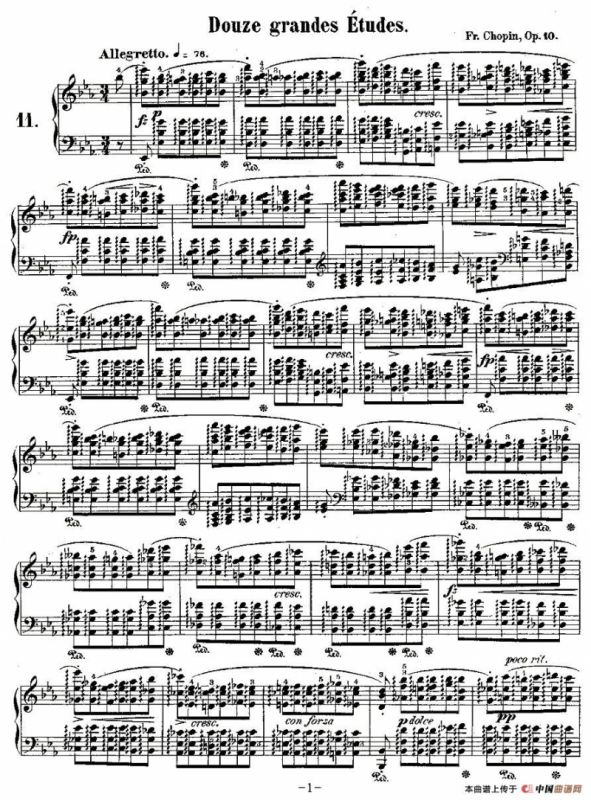 肖邦钢琴练习曲，Op.10之十一