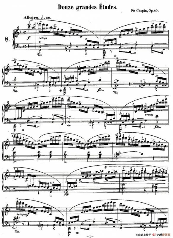 肖邦钢琴练习曲，Op.10之八