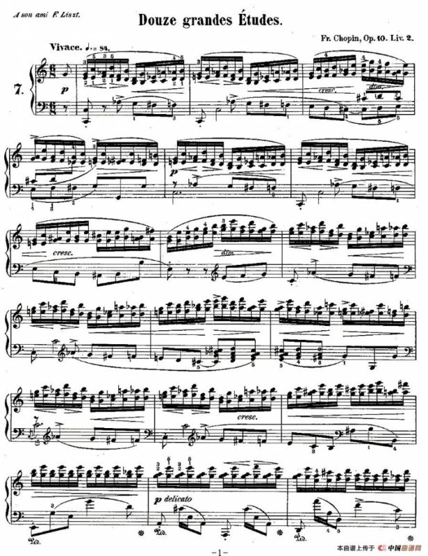 肖邦钢琴练习曲，Op.10之七