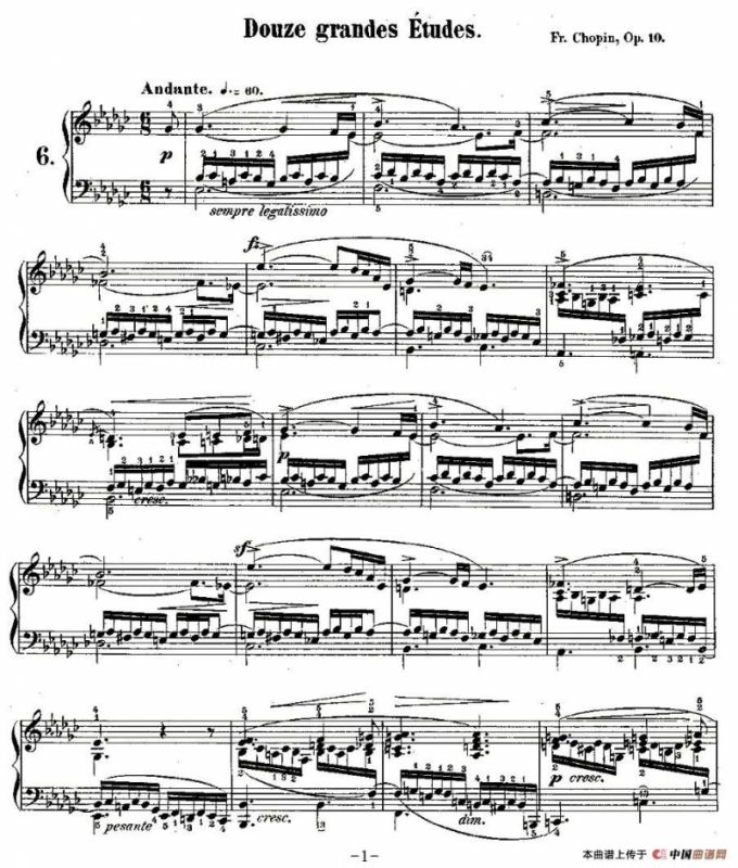 肖邦钢琴练习曲，Op.10之六