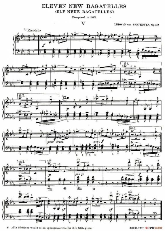 贝多芬钢琴小品Op.119 之五